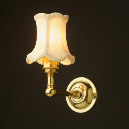 Polished Brass single wall light Scalloped Bell shade