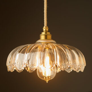 Clear Flower Glass Light Shade Pendant New Brass Hardware