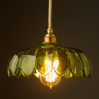 Green Flower Glass Light Shade Pendant New Brass Hardware