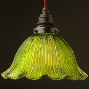 Large Green fluted holophane dome pendant