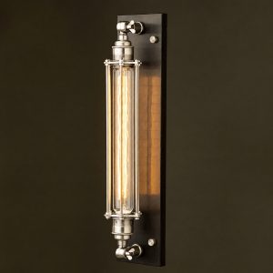 Nickel Long Bulb Cage Wall Mount Lamp